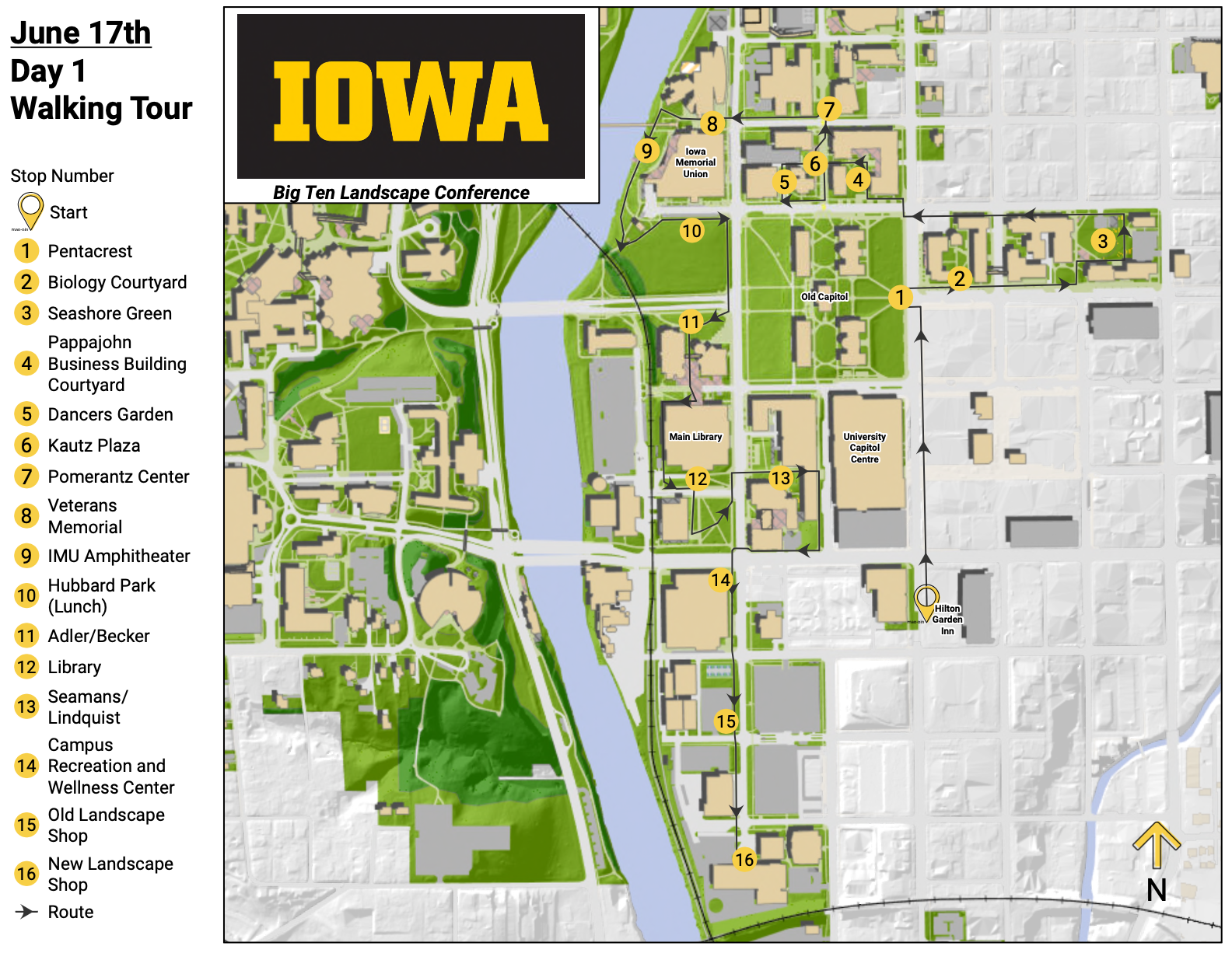 Day one Landscape Manager's Conference tour map