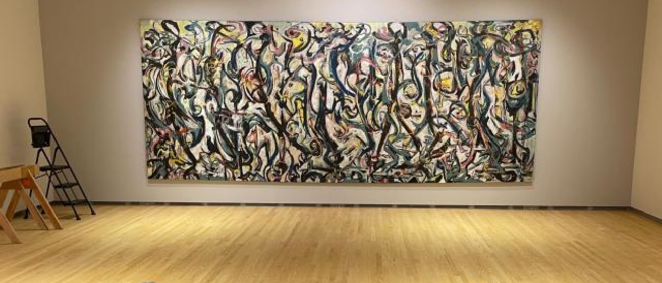 Jackson Pollock's "Mural" installed in the Stanley Museum of Art