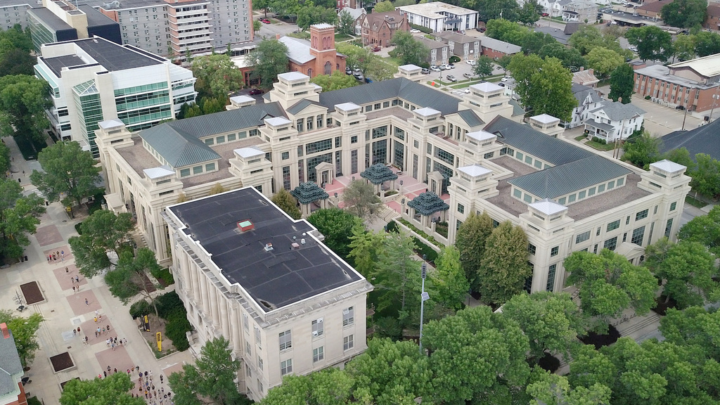 Drone shot of the Tippie College of Business